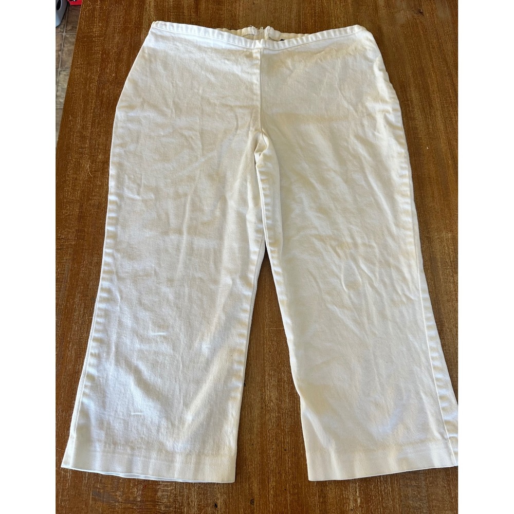 Rue21 Womens White Cropped Capris Back Zip Stretch Wide Leg Pants Size 12